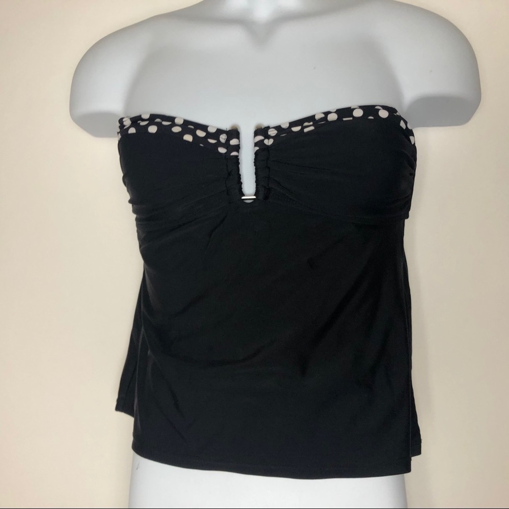 Catalina Black Strapless Swim Top w/White Dots Accents Women's 4-6‎ Small